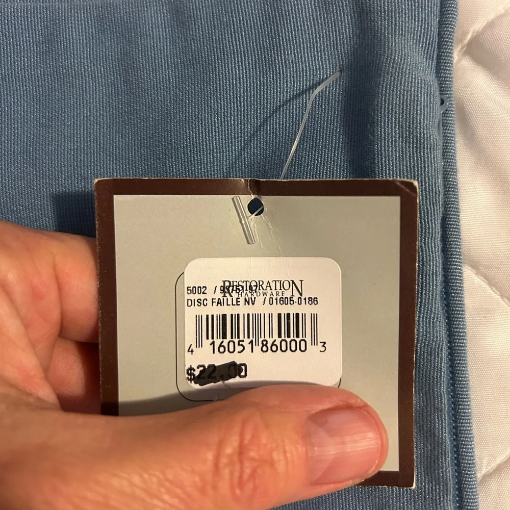 NEW Restoration Hardware Pair of Light Blue Faille Pillow Covers 20-inch Square